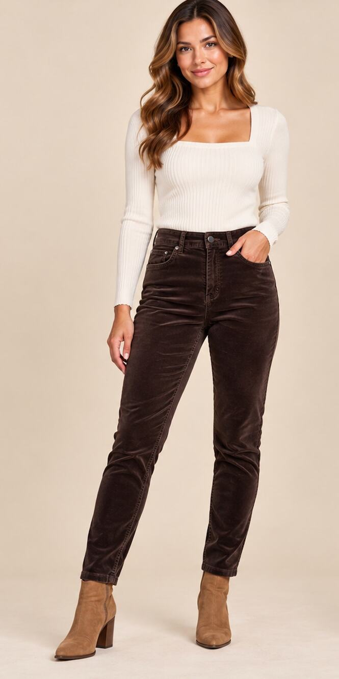 J.McLaughlin Watson Velvet Jeans Brown Velveteen Pants Size 6